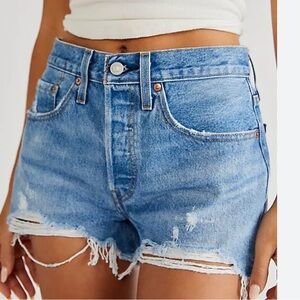 Levi’s 501 high rise Denim Blue Women's Distressed jeans Shorts
